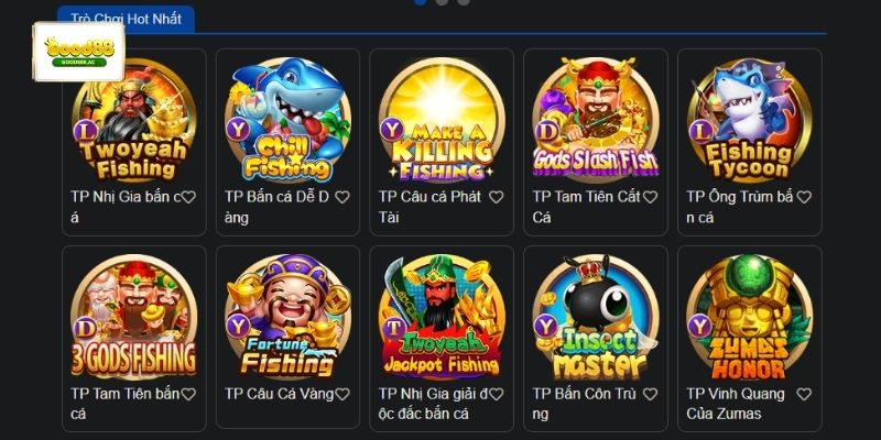 Kho trò chơi bắn cá Good88 nổi tiếng bởi sự phong phú theo nhiều chủ đề